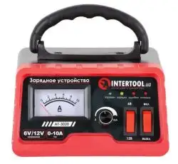 Зарядное устройство 6/12В, регулировка силы тока 0-10А, 230В INTERTOOL Зарядное устройство 6/12В, регулировка силы тока 0-10А, 230В INTERTOOL