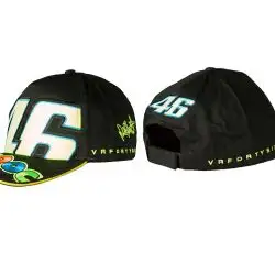 Бейсболка 46 VALENTINO ROSSI (чорна, 100% бавовна)