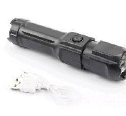 Ліхтар 1 діод 240 lumen ручний, Li-ion 3.7V 5200mAh зарядка від USB, вологозахисний, чорний F15-T OEM