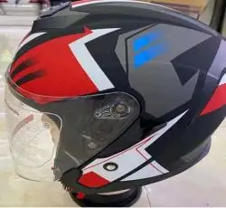 Шолом відкритий (mod:522-3) (size:XL,чорно-червоний) FGN