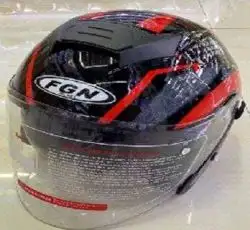 Шолом відкритий (mod:522-2) (size:L,чорний з декором глянець) FGN