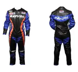 Комбинезон кожзам (size:S, черно-синий, Honda REPSOL)