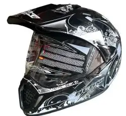 Шолом кросовий (mod:NENKI MX-310, чорний з білим малюнком, розмір L) VDK